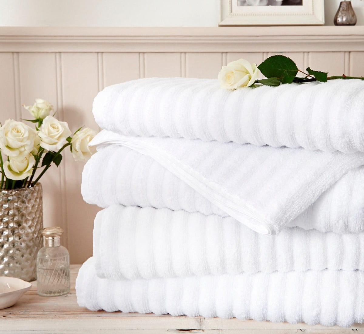 Mountain Stripe Ribbed 100% Cotton Zero Twist Soft Hand & Bath Towels (Sold Separately)