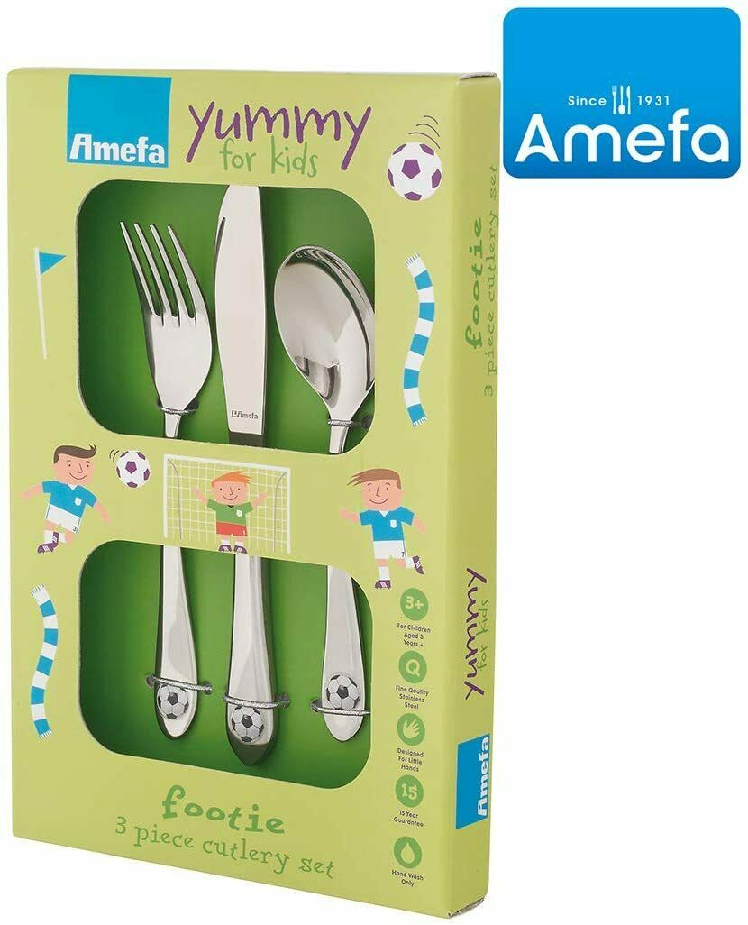 Amefa Yummy For Kids 3 Piece Cutlery Set Designed for little Hands - Footie