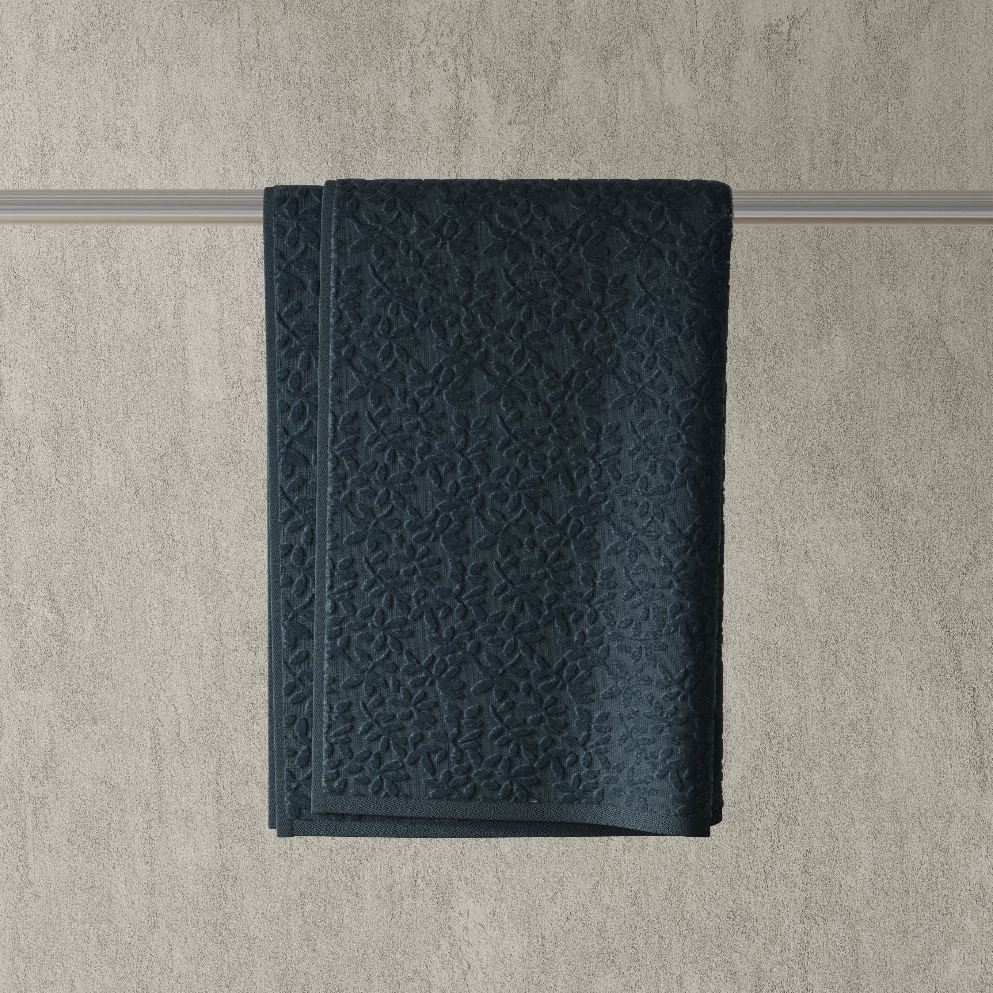 Vantona Luxury Leaf Jacquard Cotton Towel – Charcoal