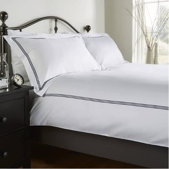 Behrens 300TC 100% Cotton Bloomsbury Duvet Cover Set - White