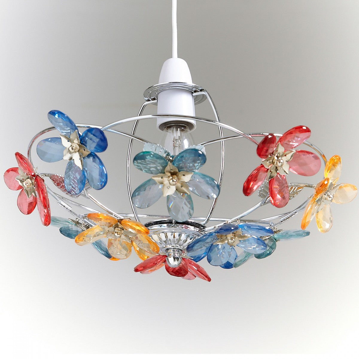 Floral Bouquet Chrome Light Fitting Uplighter - Multi Colour
