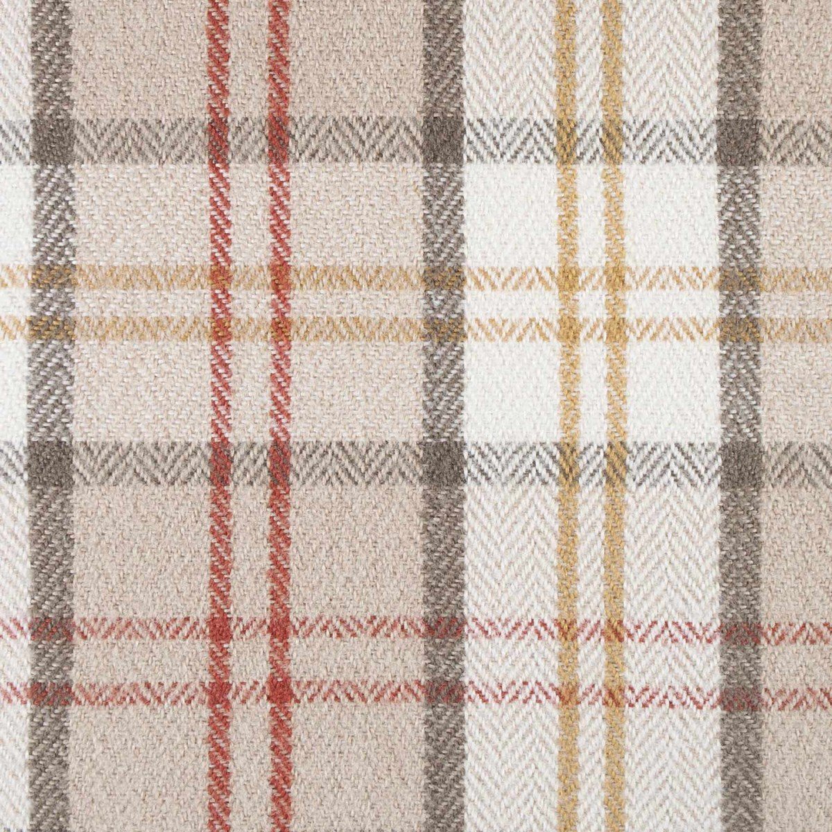 Lewis Check Piped Chunky Seat Pad Cushion - Natural