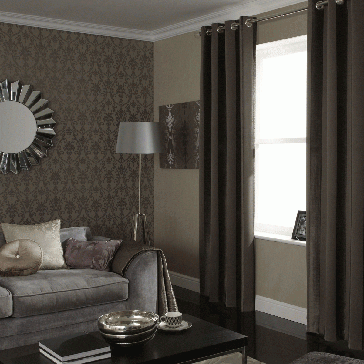 iLiv Palladio Mocha Boheme Stripe Eyelet Curtains