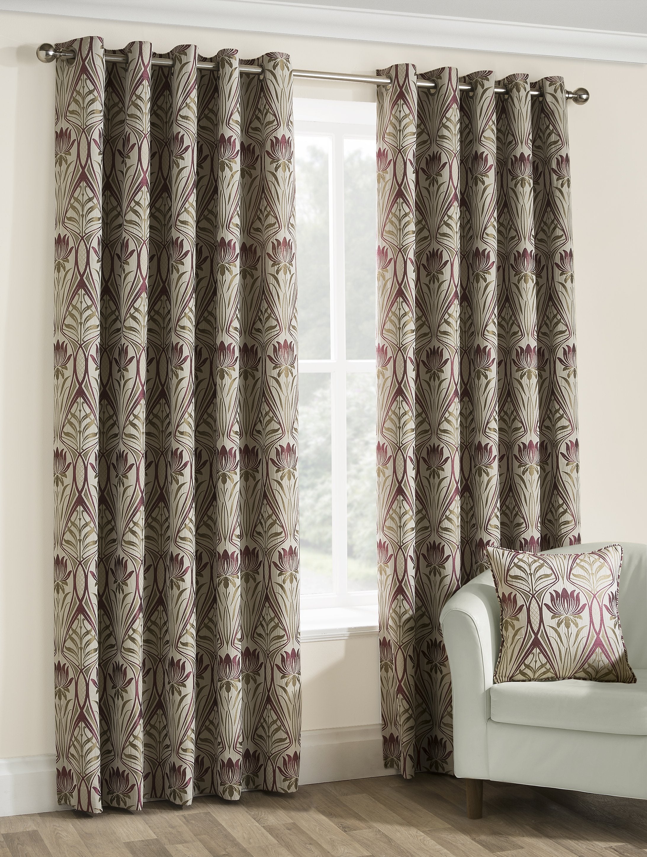 Belfield furnishings Riga floral Fully Lined Eyelet readymade curtains