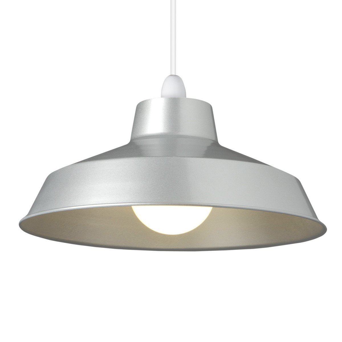 Small Dual Fitting Pluto Metal Lighting Pendant Shades - Silver