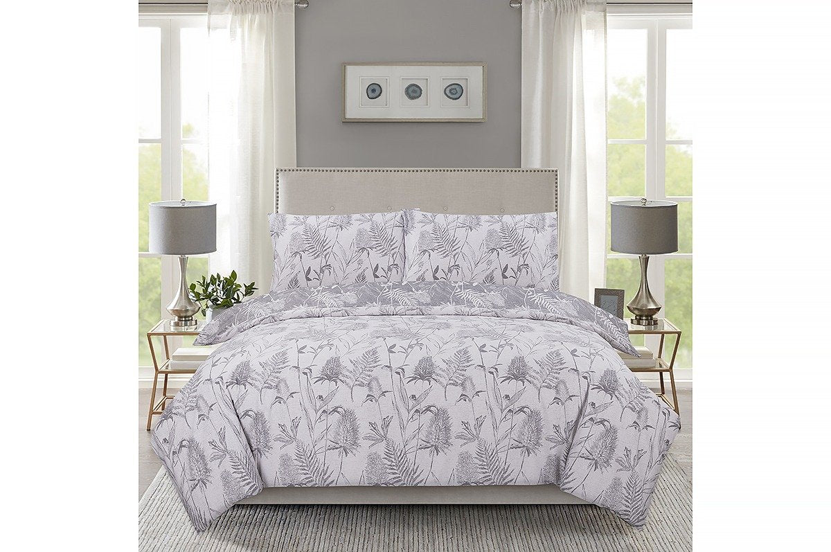 Vantona Thistle Duvet Cover Set - Grey