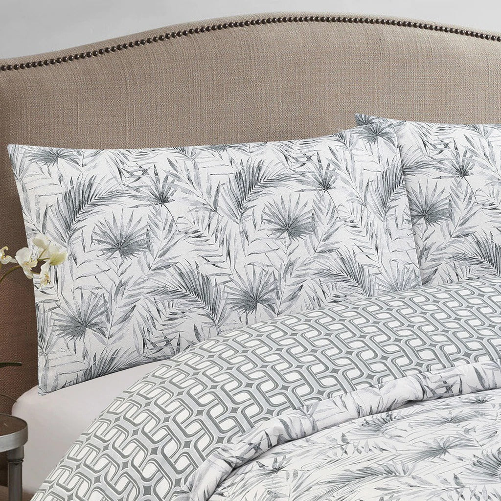 Vantona Classic Range Botanical Palms Duvet Cover Set - Grey