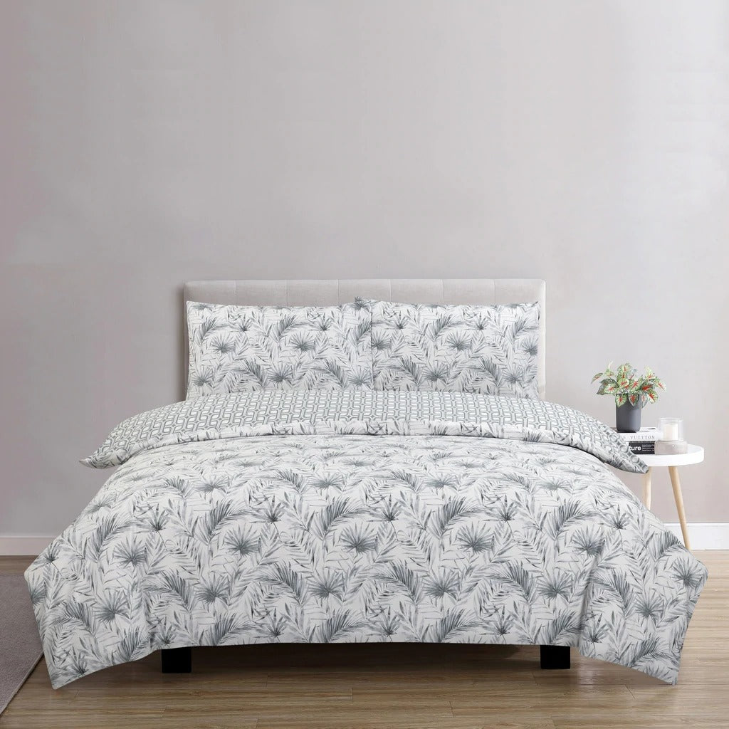Vantona Classic Range Botanical Palms Duvet Cover Set - Grey