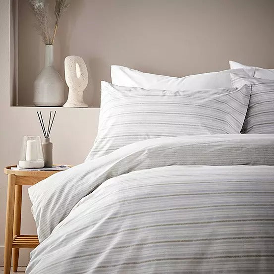 Vantona Essentials Range Boucle Stripe Duvet Cover Set - Grey