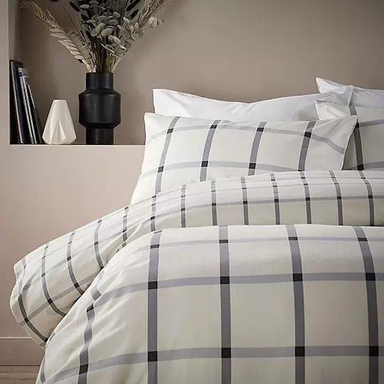 Vantona Essentials Range Brushed Plaid Flannelette Duvet Cover Set - Multi