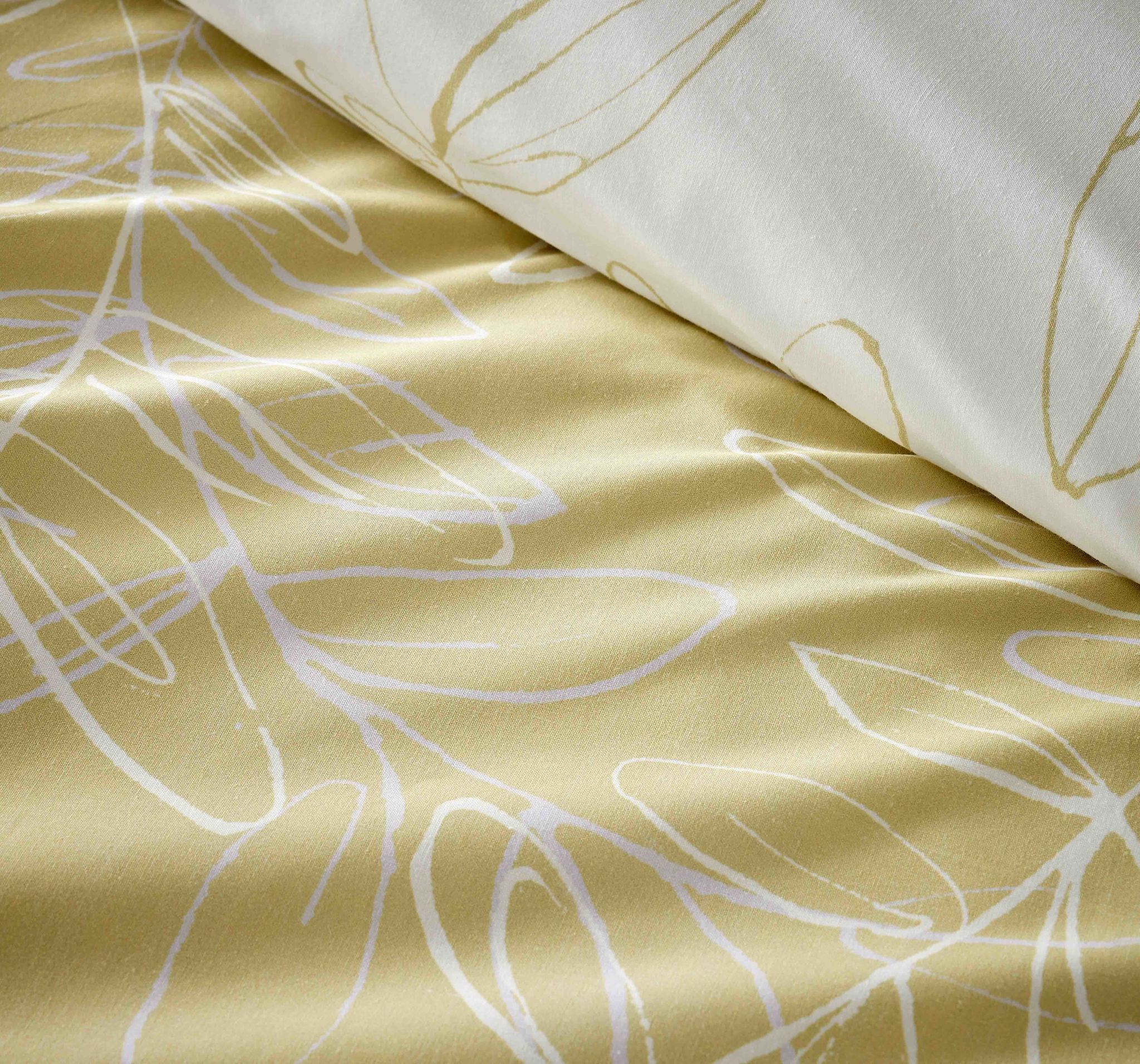 Vantona Essentials Range Linear Leaves Duvet Cover Set - Cream