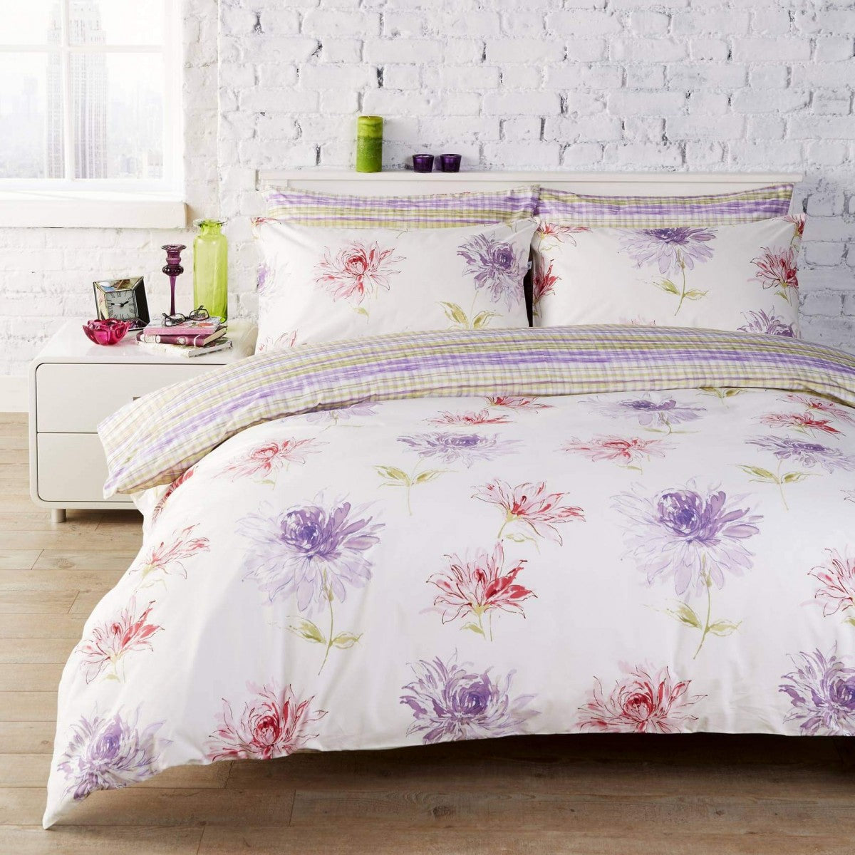 Vantona Katina Floral Print Duvet Cover Set - Lilac