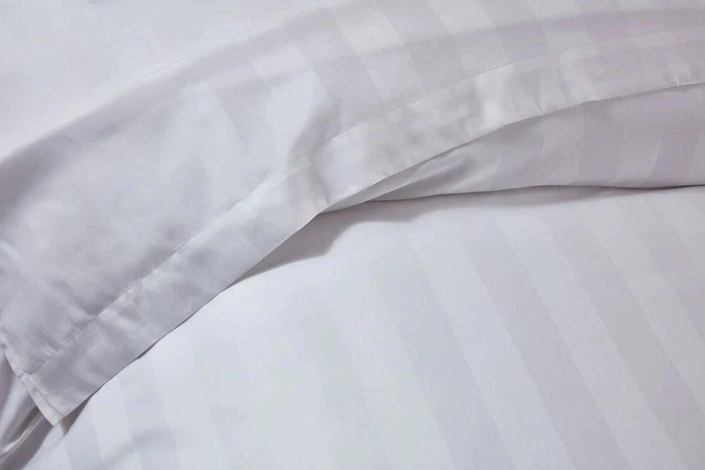 Vantona Sateen Stripe Fitted Sheet - White