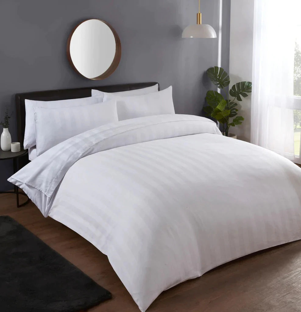 Vantona Sateen Stripe Fitted Sheet - White