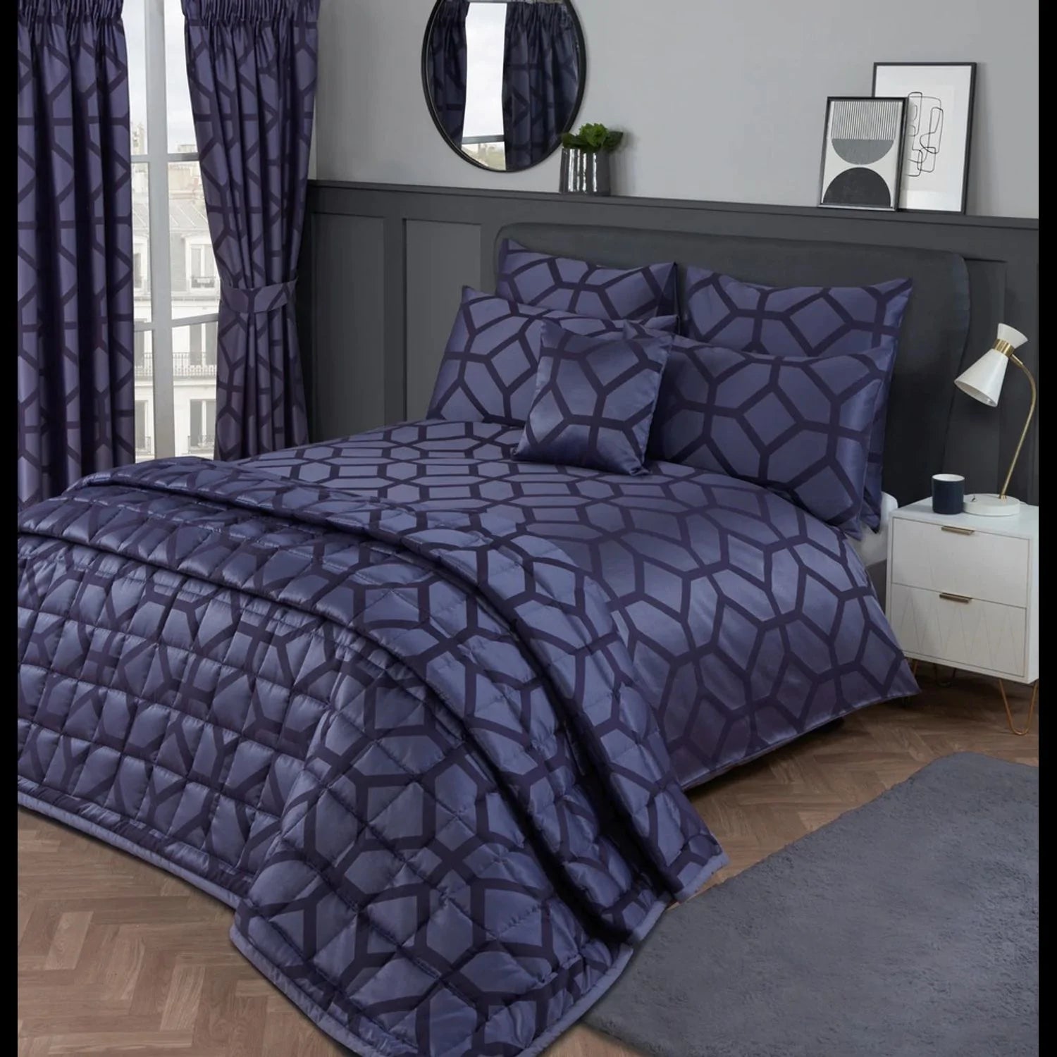 Vantona Seville Jacquard Cushion - Navy