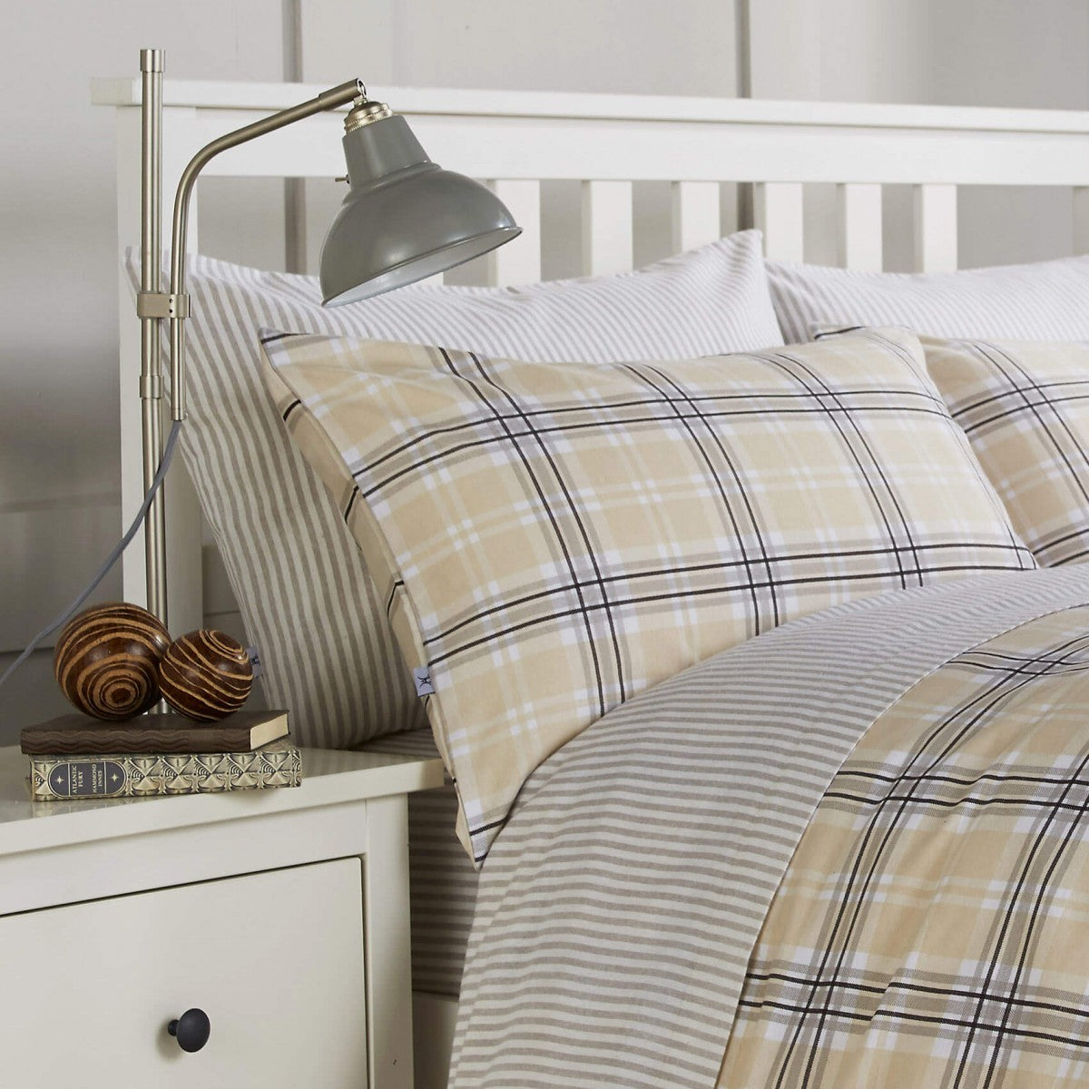 Vantona Easy Living Flannelette Oban Duvet Cover Set - Natural