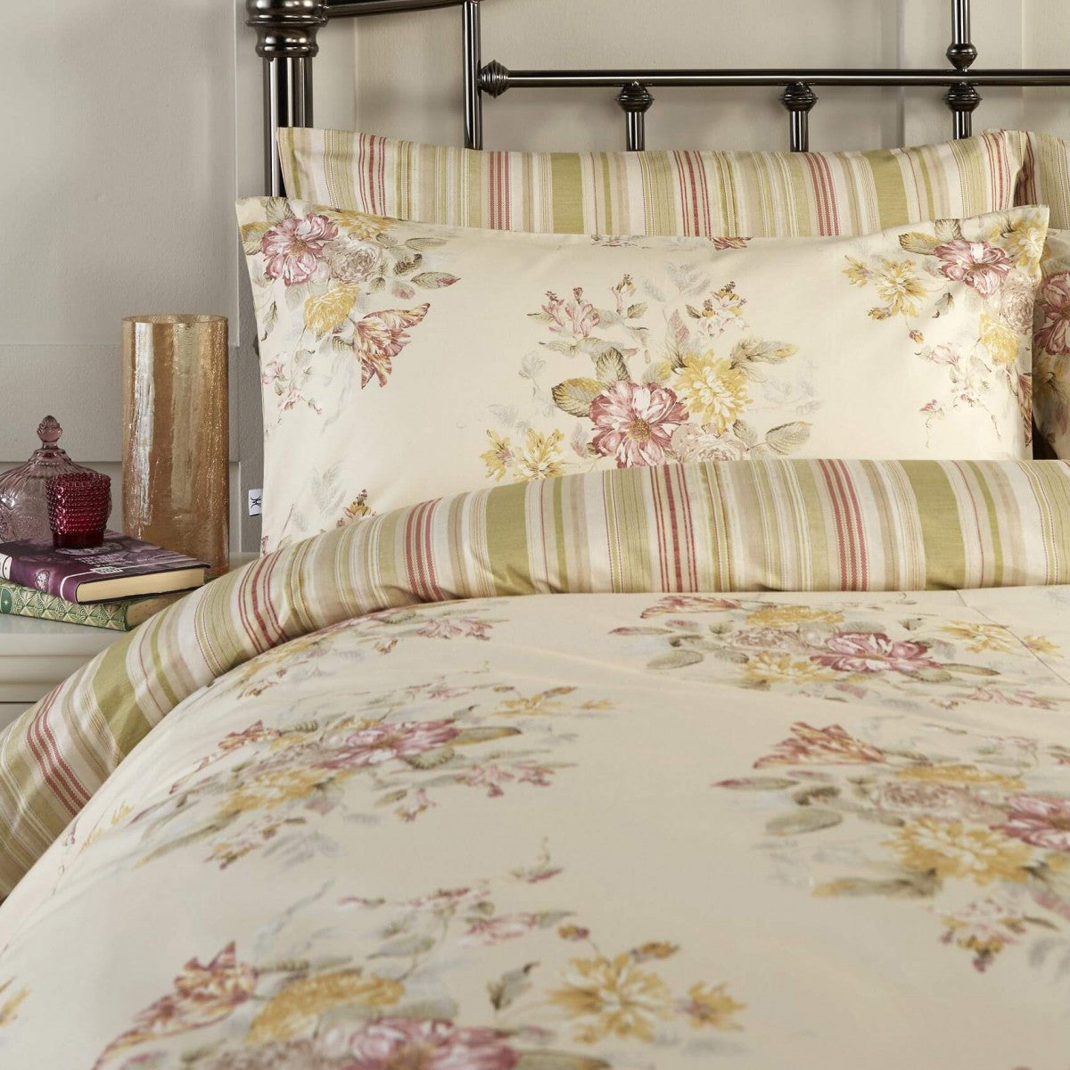 Vantona Rosina Floral Print Duvet Cover Set - Natural