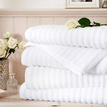Mountain Stripe Ribbed 100% Cotton Zero Twist Soft Hand & Bath Towels (Sold Separately)