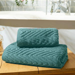 Chevron Leaf towel 100% Cotton 500 GSM Towels – Mineral Blue