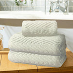 Chevron Leaf towel 100% Cotton 500 GSM Towels – Cream