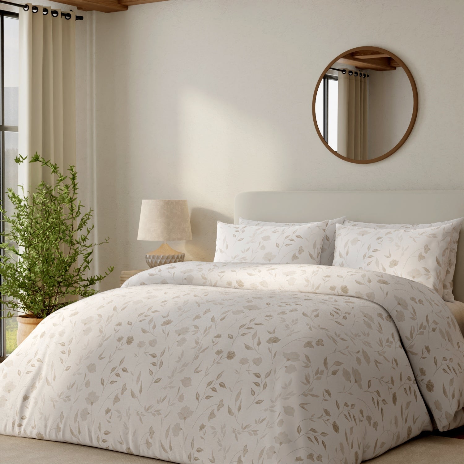 Vantona Delicate Floral Duvet Cover Set - Natural