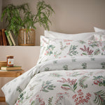 Vantona Essentials Range Festive Sprigs Flannelette Duvet Cover Set - Multi