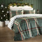 Vantona Essentials Range Brushed Plaid Duvet Cover Set - Green