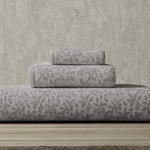 Vantona Luxury Leaf Jacquard Cotton Towel - Grey