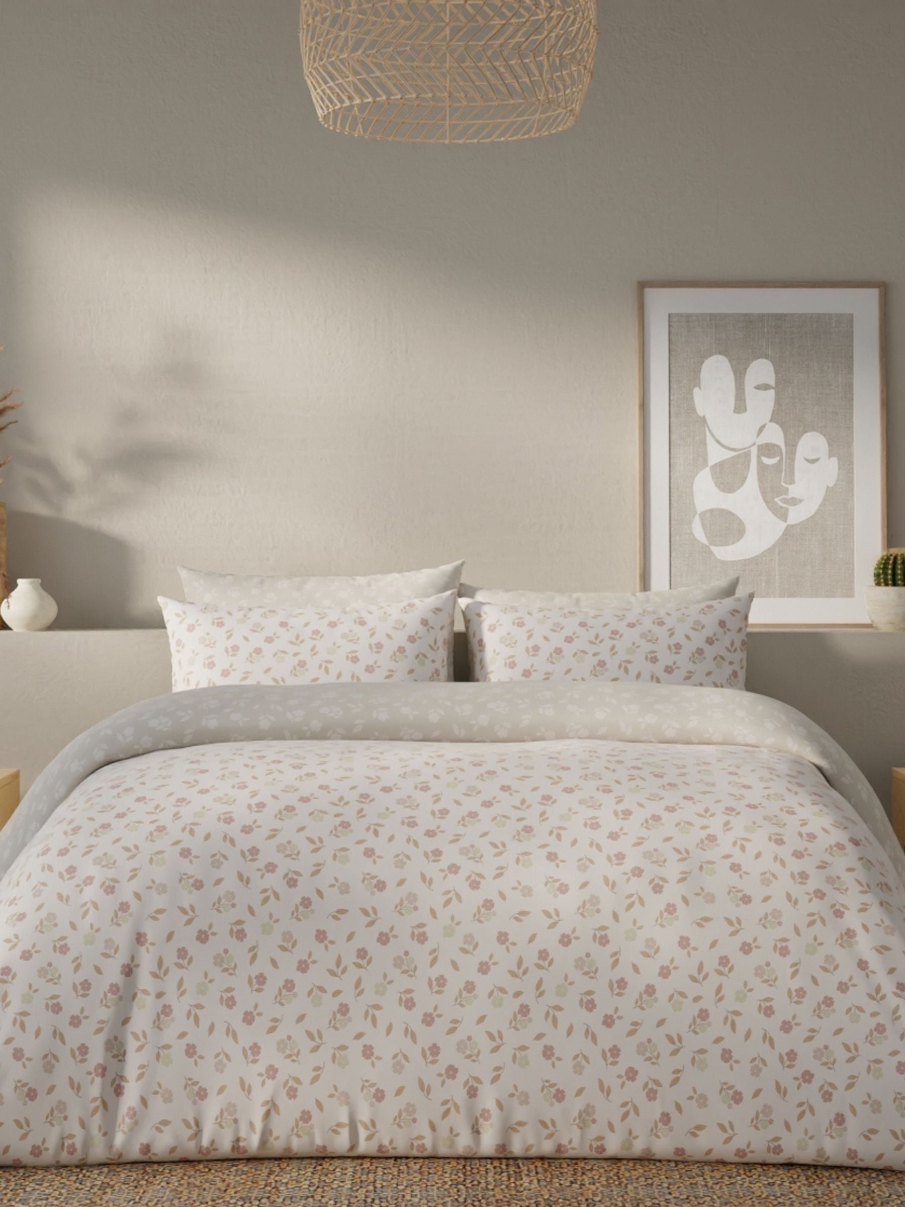 Vantona Essentials Range Molly Ditsy Duvet Cover Set - Natural