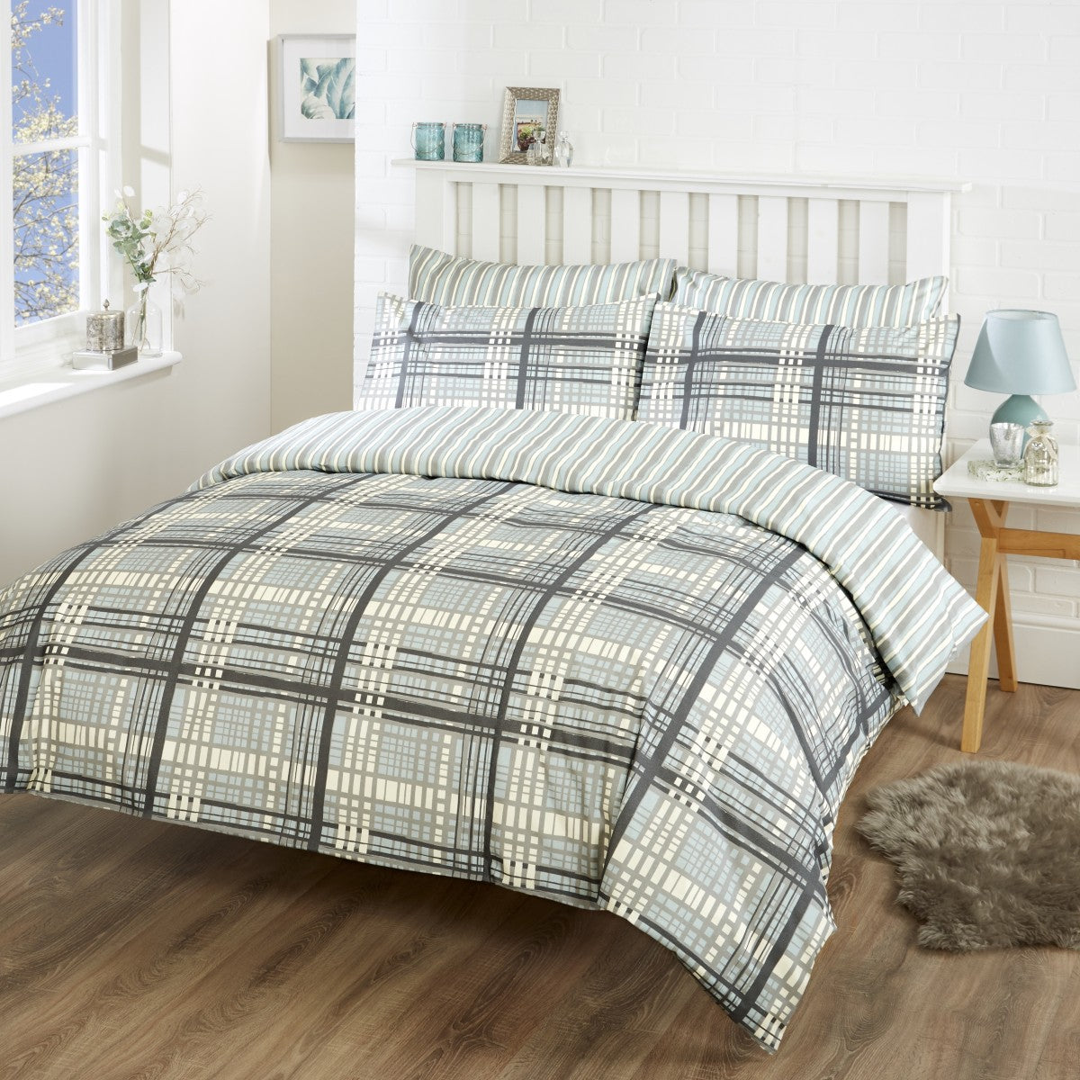 Vantona Emmanuel Check Design Duvet Cover Set - Teal