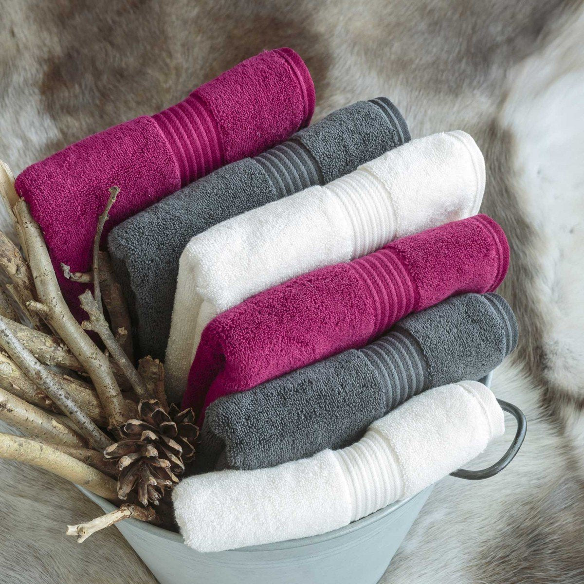 Raspberry colored towels sales