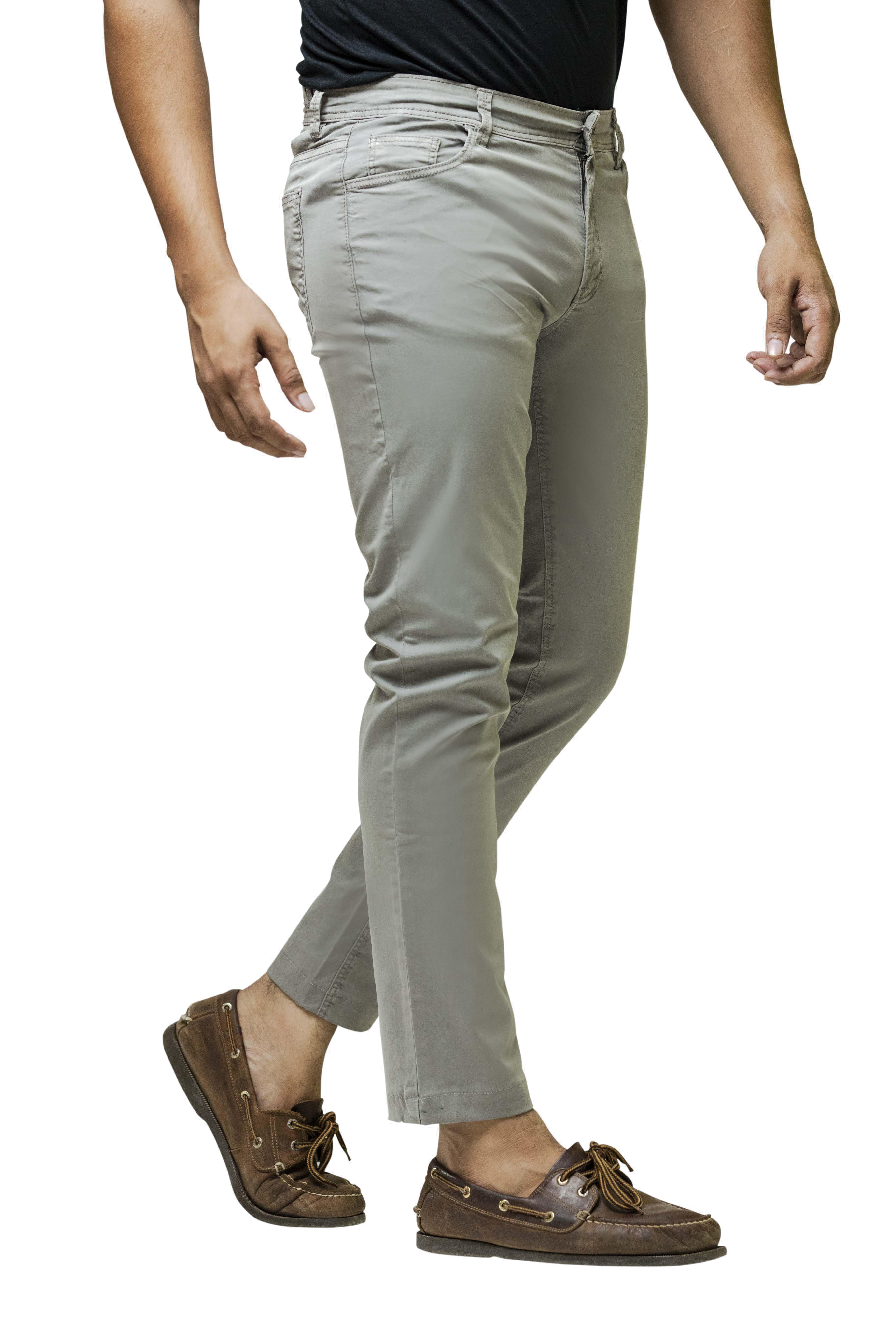 Ignite Wardrobe Men's Casual Trousers Slim-Fit Light Grey