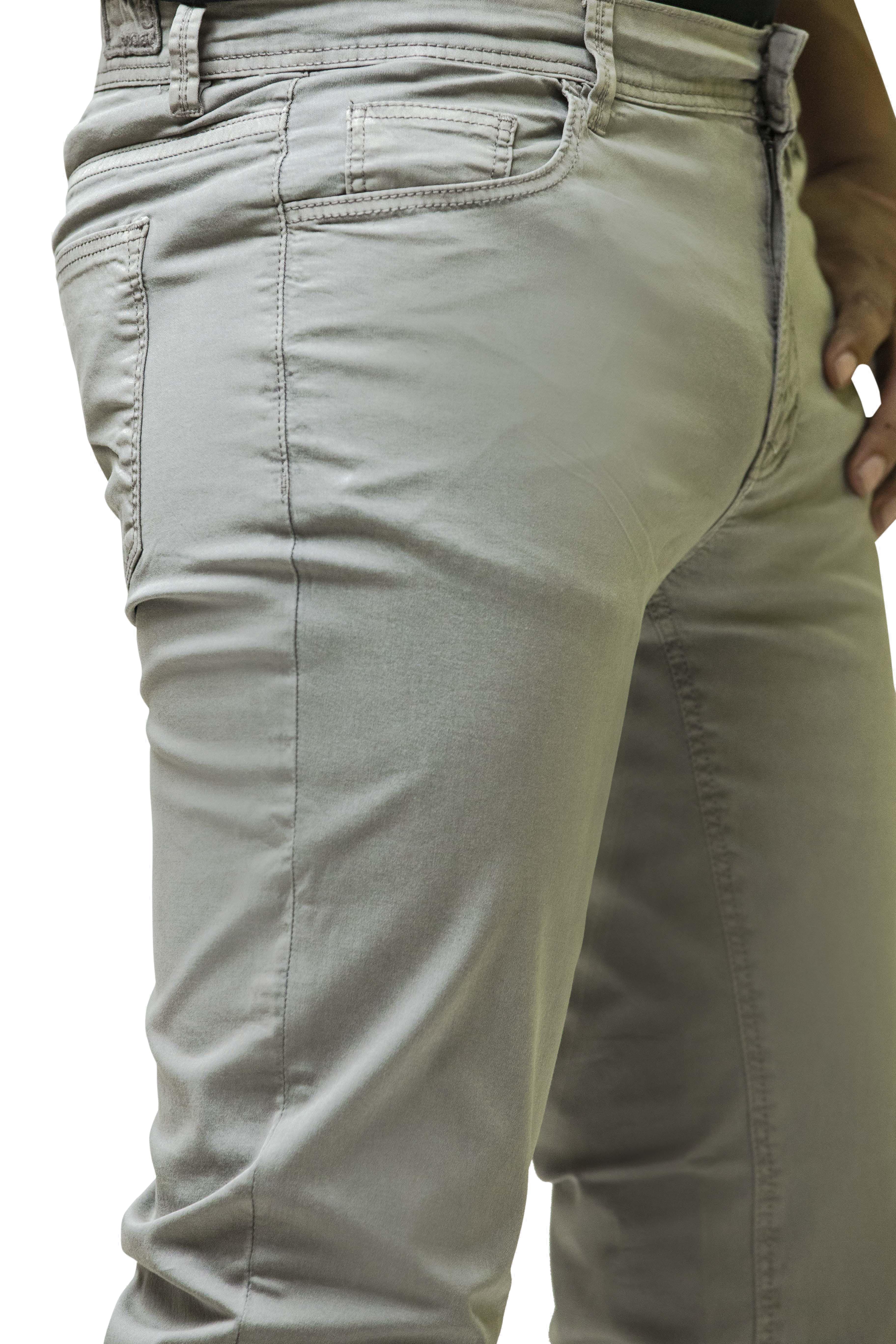 Ignite Wardrobe Men's Casual Trousers Slim-Fit Light Grey