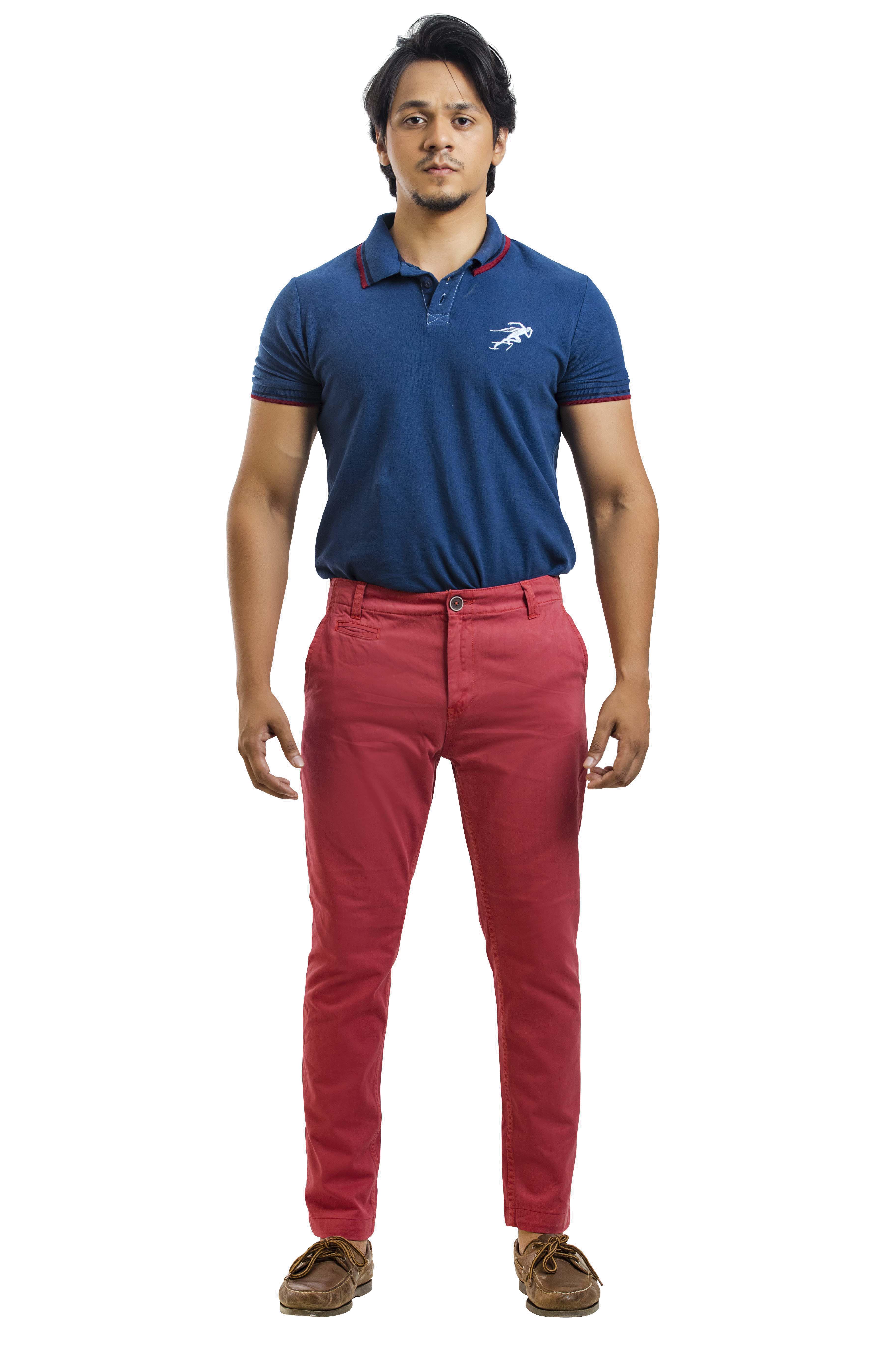 Red casual trousers store