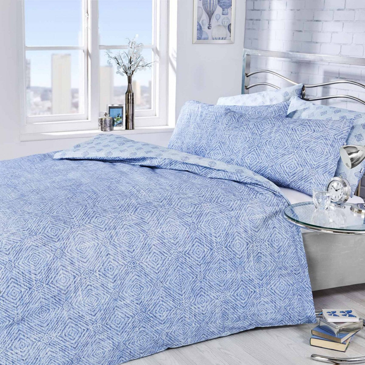 Vantona Easy Living Lewin Stripe Duvet Cover Set - Blue
