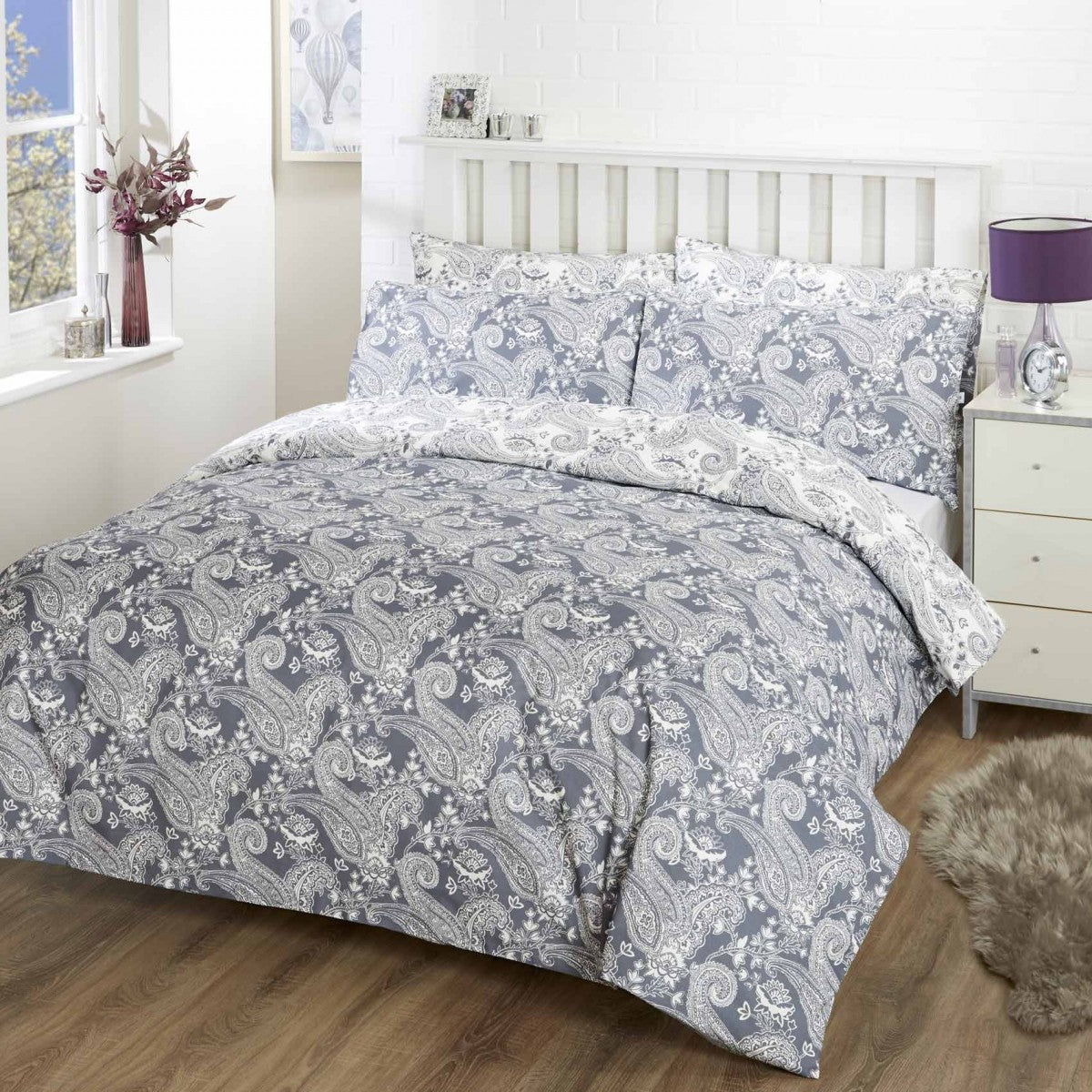 Vantona Paisley Duvet Cover Set - Grey