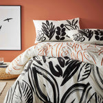 Vantona Essentials Range Mono Leaves Duvet Cover Set - Black