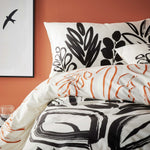 Vantona Essentials Range Mono Leaves Duvet Cover Set - Black