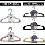 NON SLIP FLOCKED COAT CLOTHES HANGERS VELVET SPACE SAVING 5-COLOR (KIDS & ADULT)