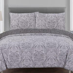 Vantona Paisley Damask Duvet Cover Set - Grey