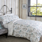 Vantona Saskia Duvet Cover Set - Blue, Floral Print Bedding