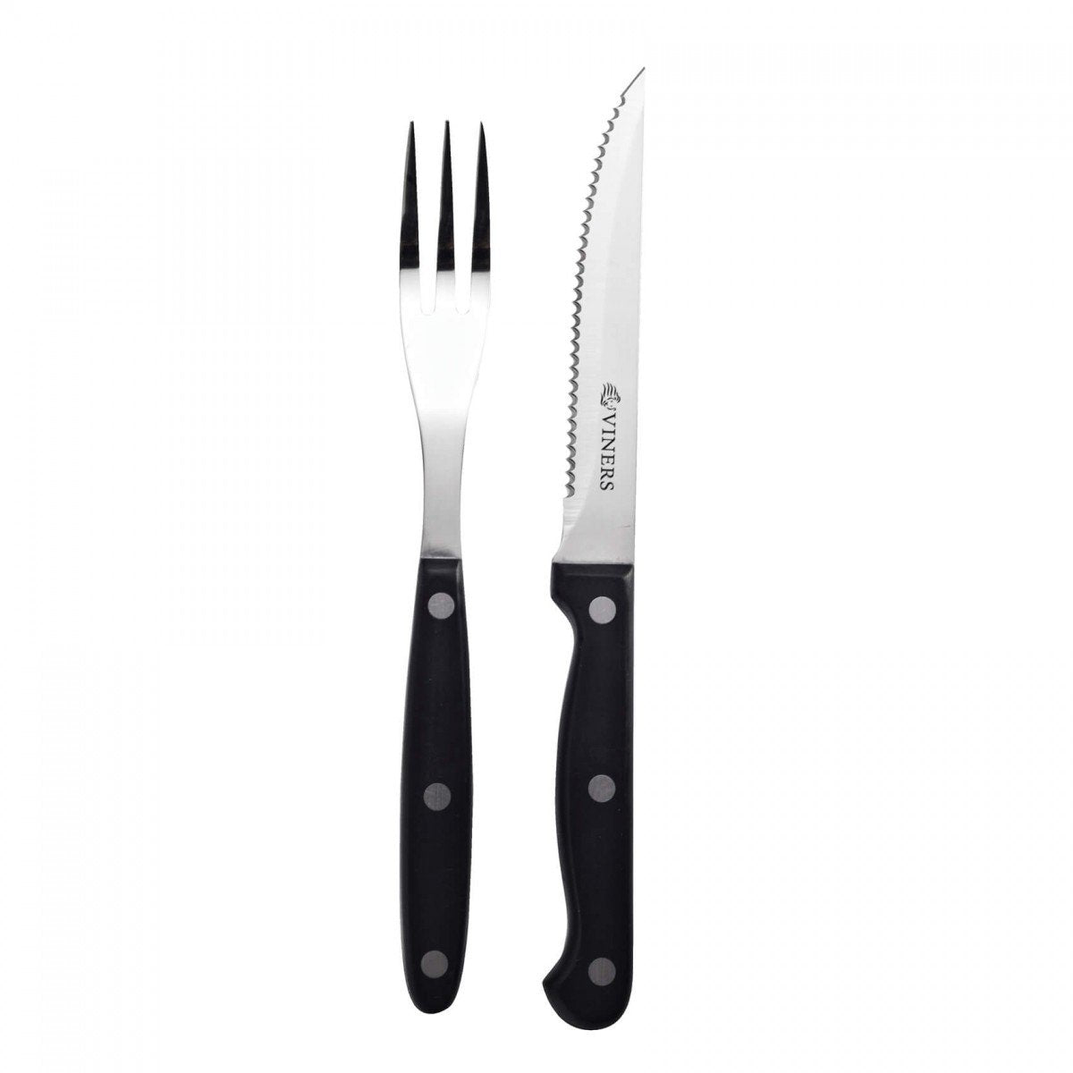 Viners Steak Knife & Fork 12 Piece Set Black Home Factory Shop